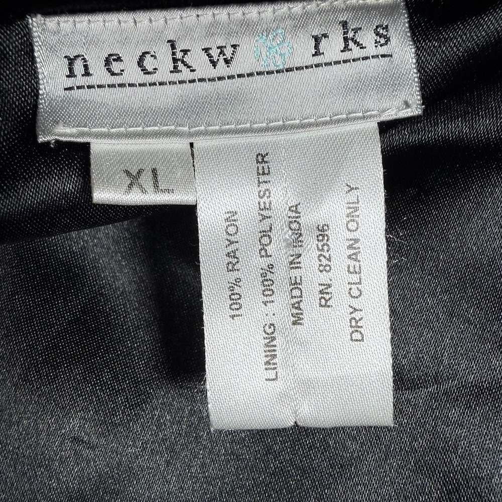 VTG Neckworks Velvet Jacket Women's XL Black Floral Embroidered Evening Holiday - Picture 4 of 7